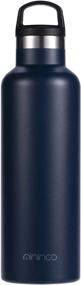 img 3 attached to 🥤 Premium Stainless Steel Vacuum Insulated Water Bottle - 24OZ Double-Wall Thermos, Navy Blue with Convenient Handle Lid