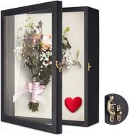 🖼️ tj.moree large rustic black flowers shadow box display case 11 x 14 - glass window door wedding bouquet medals photos memory box for keepsakes логотип