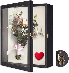 img 4 attached to 🖼️ TJ.MOREE Large Rustic Black Flowers Shadow Box Display Case 11 x 14 - Glass Window Door Wedding Bouquet Medals Photos Memory Box for Keepsakes