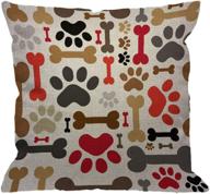 hgod designs cartoon paws and bones throw pillow cover - adorable footprint cushion for home decor логотип