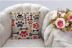 img 3 attached to HGOD DESIGNS Cartoon Paws and Bones Throw Pillow Cover - Adorable Footprint Cushion for Home Decor