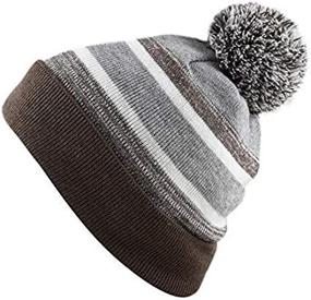 img 1 attached to 🧒 Kids Winter Hat with Cuffed Beanie Knit Stripe and Pom - The Hat Depot