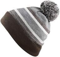 🧒 kids winter hat with cuffed beanie knit stripe and pom - the hat depot logo