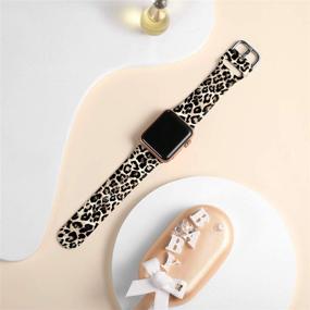 img 3 attached to 🌸 Wepro 38mm Apple Watch Band 40mm Women iWatch SE &amp; Series 6, Series 3, Series 5 4 2 1, Fadeless Floral Pattern Printed Silicone Wrist Bands Replacement, Leopard Print, S/M