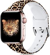 🌸 wepro 38mm apple watch band 40mm women iwatch se &amp; series 6, series 3, series 5 4 2 1, fadeless floral pattern printed silicone wrist bands replacement, leopard print, s/m logo