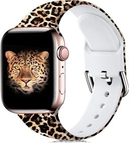 img 4 attached to 🌸 Wepro 38mm Apple Watch Band 40mm Women iWatch SE &amp; Series 6, Series 3, Series 5 4 2 1, Fadeless Floral Pattern Printed Silicone Wrist Bands Replacement, Leopard Print, S/M