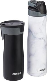 img 4 attached to 🥤 Contigo AUTOSEAL Chill 24oz White Marble Water Bottle & West Loop 16oz Black Travel Mug 2-Pack: Vacuum-Insulated Stainless Steel