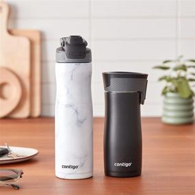 img 1 attached to 🥤 Contigo AUTOSEAL Chill 24oz White Marble Water Bottle & West Loop 16oz Black Travel Mug 2-Pack: Vacuum-Insulated Stainless Steel