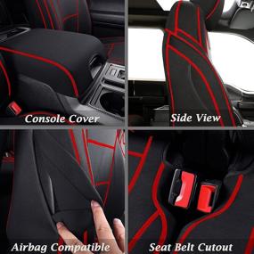 img 1 attached to Coverado Neoprene Seat Covers: Waterproof Stain Resistant Protectors for 2015-2021 F150 SuperCrew & 2017-2021 F250 F350 F450 CrewCab | Red Line Patern