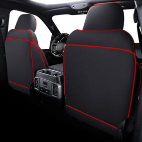 img 3 attached to Coverado Neoprene Seat Covers: Waterproof Stain Resistant Protectors for 2015-2021 F150 SuperCrew & 2017-2021 F250 F350 F450 CrewCab | Red Line Patern