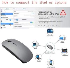 img 3 attached to 🖥️ iPad and iPhone Bluetooth Keyboard and Mouse – Wireless Keyboard and Mouse Compatible with iPad Pro, iPad Mini, iPad Air (iPadOS 13 / iOS 13 and Above) - Gray