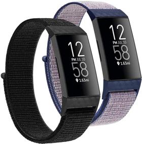 img 4 attached to Nylon Loop Bands Compatible With Fitbit Charge 4 / Fitbit Charge 3 / Charge 3 SE Band Wellness & Relaxation