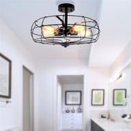 💡 5-light black metal cage industrial flush mount ceiling light fixture, e26 ul listed, farmhouse lighting (bulbs not included) логотип