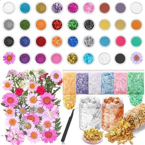 img 4 attached to Ultimate 79 PCS Resin Glitter and Accessories Kit: Acejoz Resin Jewelry Making Supplies with Glitter, Pigment, Mylar Flakes, Dried Flowers, Foil Flakes, and Tweezer for DIY Crafts