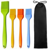 🔥 set of 4 heatproof silicone basting brushes for bbq, grilling, pastries, cakes - spread sauce, marinades, kitchen cooking - dishwasher safe логотип