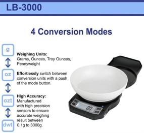 img 1 attached to 🍲 Black Precision Digital Kitchen Weight Scale with Bowl - 3kg x 0.1g, LB-3000