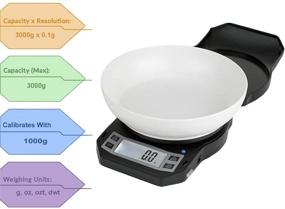 img 3 attached to 🍲 Black Precision Digital Kitchen Weight Scale with Bowl - 3kg x 0.1g, LB-3000