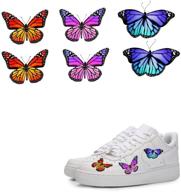 🦋 heat transfer butterfly shoe stickers - iron on decals, patches for shoes/sneakers - small diy butterflies - customizable set of 6 logo