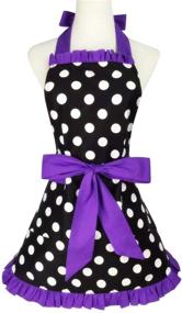 img 4 attached to 🎁 Фартук для кухни Floosum Lovely Purple Retro Ruffle с карманом - идеальный подарок для повара для женщин и девочек