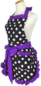 img 2 attached to 🎁 Фартук для кухни Floosum Lovely Purple Retro Ruffle с карманом - идеальный подарок для повара для женщин и девочек