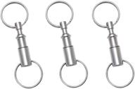 🔑 rongbo 3 pack quick release key rings: convenient detachable keychains for easy access - double spring split snap separation, lock holder - perfect gift set (3 pack) логотип