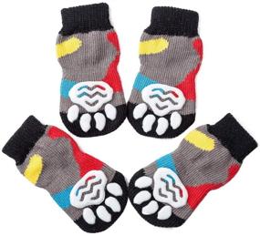 img 1 attached to 🧦 Stay in Control: Akopawon 4 Pcs Anti-Slip Pet Dog Cat Socks for Indoor Wear with Paw Protecting Rubber Reinforcement