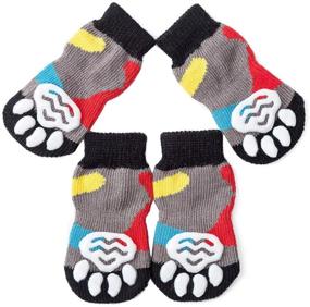 img 2 attached to 🧦 Stay in Control: Akopawon 4 Pcs Anti-Slip Pet Dog Cat Socks for Indoor Wear with Paw Protecting Rubber Reinforcement