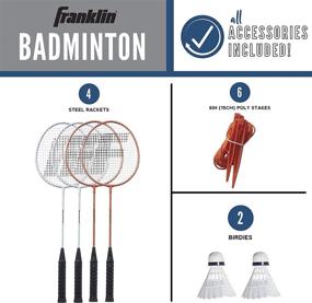 img 3 attached to 🏸 Franklin Sports Badminton Net Set - Outdoor Backyard and Beach Badminton Net and Equipment Set - includes 4 Rackets and 2 Birdies - Suitable for Adults and Kids - Professional Grade