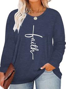 img 4 attached to 👚 Plus Size Faith Shirts for Women - Long Sleeve Christian Inspirational Tops, Casual O Neck Blouse (1X-4X)