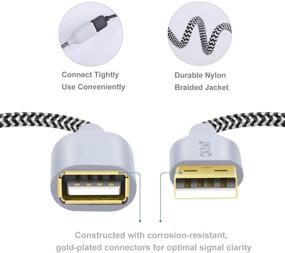 img 3 attached to 🔌 Okray 10 футовый удлинительный USB-кабель из нейлона (2 штуки), USB 2.0 A-мужской кабель до А-женского, золоченый коннектор, совместим с USB-флэш-накопителем, клавиатурой - белый