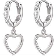 💎 suyi huggie heart hoop earrings with dangling cubic zirconia - ideal gift for her logo