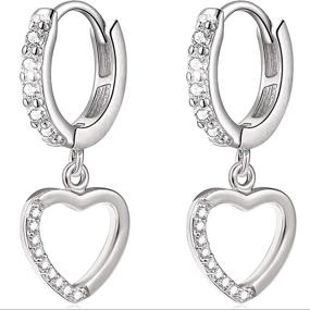 img 4 attached to 💎 Suyi Huggie Heart Hoop Earrings with Dangling Cubic Zirconia - Ideal Gift for Her