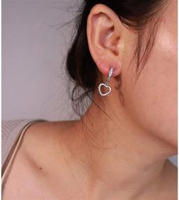 img 2 attached to 💎 Suyi Huggie Heart Hoop Earrings with Dangling Cubic Zirconia - Ideal Gift for Her