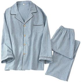 img 4 attached to Cotton Pajama Sleepwear Stripe Sleeve Men's Clothing