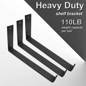 img 2 attached to Set of 4 Heavy Duty 12-Inch Frosted Black Wall Brackets with Lip for Floating Shelves - Rustic Iron Metal Shelf Brackets for DIY Open Shelving, Including Hardware