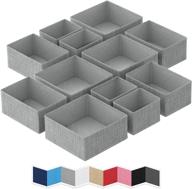 📦 neaterize drawer organizer set of 12 - closet & shelf storage baskets for underwear, socks, bra, and tie organization - foldable cloth dividers, grey fabric bin for dresser логотип