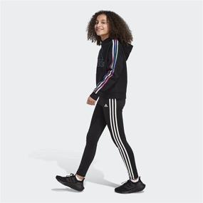 img 1 attached to 🏽 Multicolored 3-Stripes Fleece Pullover Hoodie for Girls by adidas