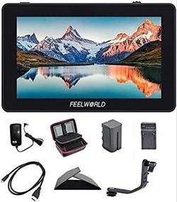 img 2 attached to 📸 FEELWORLD F6 Plus 5.5 Inch 3D Touch Screen IPS FHD1920x1080 4K HDMI Field Monitor On DSLR Camera with DC, Type-C Input, Tilt Arm, 12V Adapter, Battery, and Charger