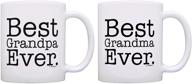 👵 premium diamond anniversary grandparent gift set - best grandma & grandpa ever - coffee mugs tea cups in classic white logo