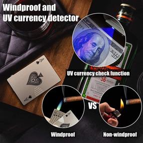img 1 attached to 🔥 Jet Torch Lighter: Windproof Metal Playing Cards Design, Ideal Gift with UV Currency Detector LED Light - Perfect for Festivals & Men