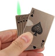 🔥 jet torch lighter: windproof metal playing cards design, ideal gift with uv currency detector led light - perfect for festivals & men logo