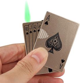 img 4 attached to 🔥 Jet Torch Lighter: Windproof Metal Playing Cards Design, Ideal Gift with UV Currency Detector LED Light - Perfect for Festivals & Men