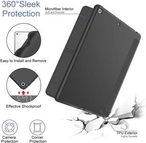 img 2 attached to 📱 Supveco Case for iPad 9th Generation, 8th Generation & 7th Generation (2021/2020/2019) - Multiple Viewing Angles for iPad 10.2 Inch, Smart Soft TPU Back Cover - Black, No Pencil Holder Included