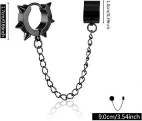 img 3 attached to WUWEIJIAJIA Punk Silver Stainless Steel Huggie Hoop Earrings Black Goth Rivet Awl Spike Piercing Dangle Drop Earrings for Women Girls Men - Unique Stylish Design