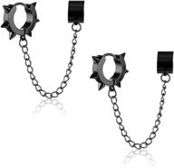 wuweijiajia punk silver stainless steel huggie hoop earrings black goth rivet awl spike piercing dangle drop earrings for women girls men - unique stylish design logo