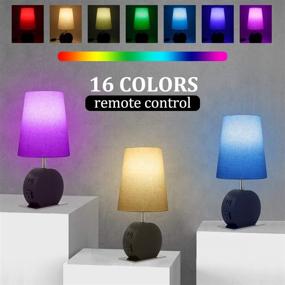 img 1 attached to Remote Control RGB USB Table Lamp with 16 Colors, 5 Brightness Levels, Dual USB Ports & AC Outlet, Ideal Nightstand Lamps for Bedrooms, Parties, and Nightstands, Round Shade