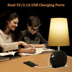 img 3 attached to Remote Control RGB USB Table Lamp with 16 Colors, 5 Brightness Levels, Dual USB Ports & AC Outlet, Ideal Nightstand Lamps for Bedrooms, Parties, and Nightstands, Round Shade