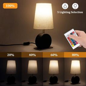 img 2 attached to Remote Control RGB USB Table Lamp with 16 Colors, 5 Brightness Levels, Dual USB Ports & AC Outlet, Ideal Nightstand Lamps for Bedrooms, Parties, and Nightstands, Round Shade