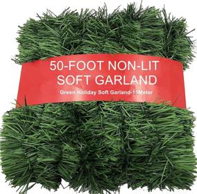 img 2 attached to 🎄 WDSF 50-Foot Soft Green Garland for Christmas Decorations - Non-Lit Holiday Decor for Outdoor/Indoor Use - Premium Quality Artificial Greenery for Home, Garden, or Wedding Party