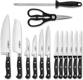 img 3 attached to Premium Quality Cook N Home 15-Piece Knife Set with Bamboo Storage Block - Sleek Stainless Steel Blades - Stylish Silver Finish